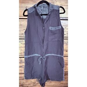 YFB Romper Women's Large Sleeveless Button Front Drawstring Utility Pockets